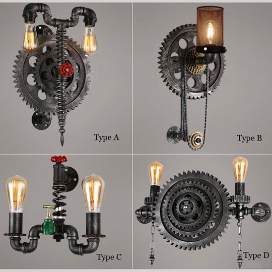 Industrial Light Design Wall Lamp Restaurant Coffee Shop Bar American Retro Gear Creative Bedroom