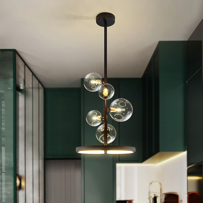 Nordic Pendant Lamp Led 28 48Cm Circle Ceiling Hanging Chandelier Black Loft Living Dining Room