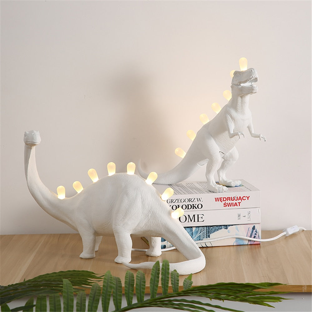 Jurassic Dinosaur Resin Table Lamps - Brontosaurus &amp; T - Rex Led Desk Lamp Home Art Decor Bedroom