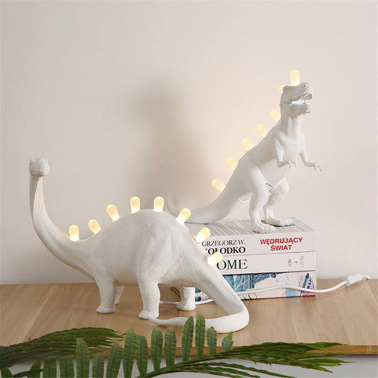Jurassic Dinosaur Resin Table Lamps - Brontosaurus &amp; T - Rex Led Desk Lamp Home Art Decor Bedroom