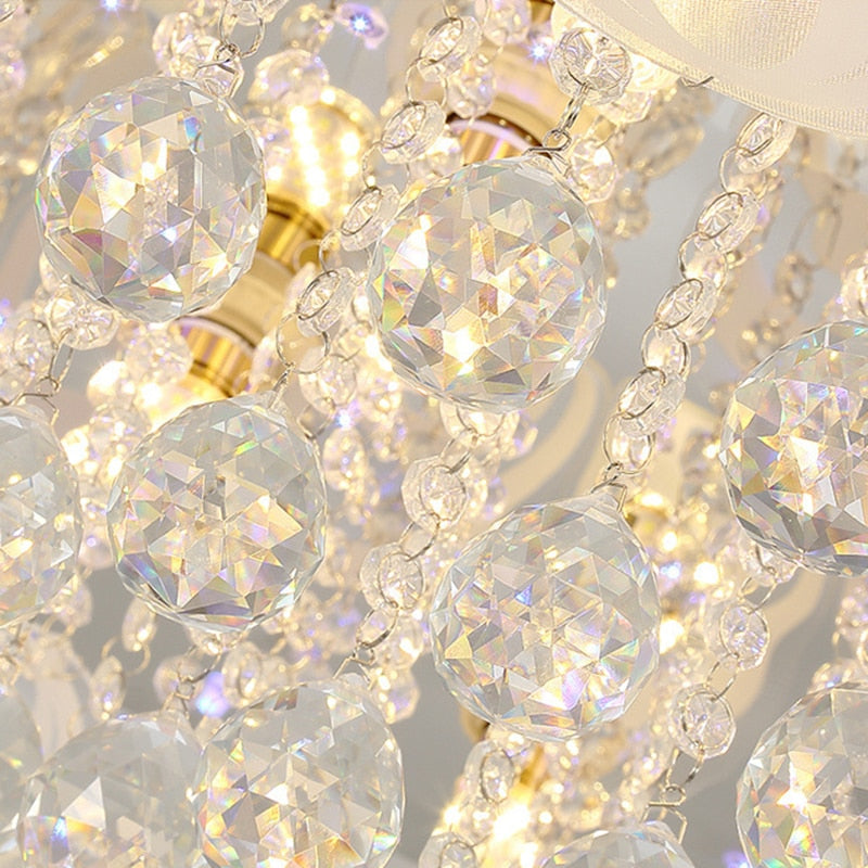 American Restaurant Stainless Steel Led Ceiling Light Modern Home Deco Lamp Crystal Glass Living