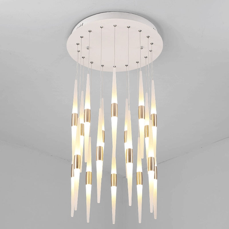 Rose Gold Led Chandelier Hanging Lamp For Stair Loft Staircase Indoor Home Living Room Bedroom