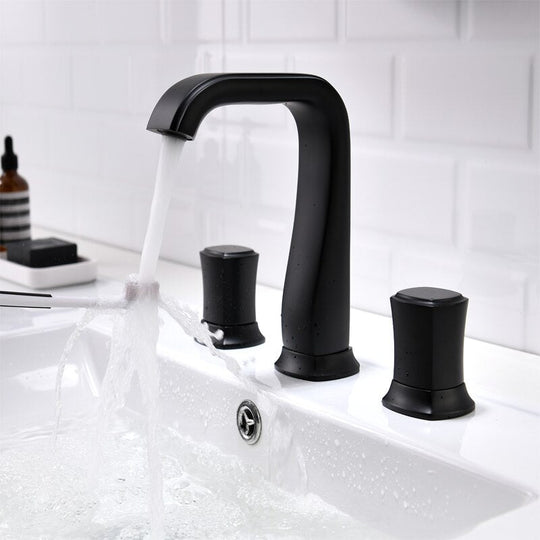 Bathroom Basin Sink Faucets Brass Widespread Mixer Tap Copper Hot &amp; Cold Lavatory Crane 3 Hole