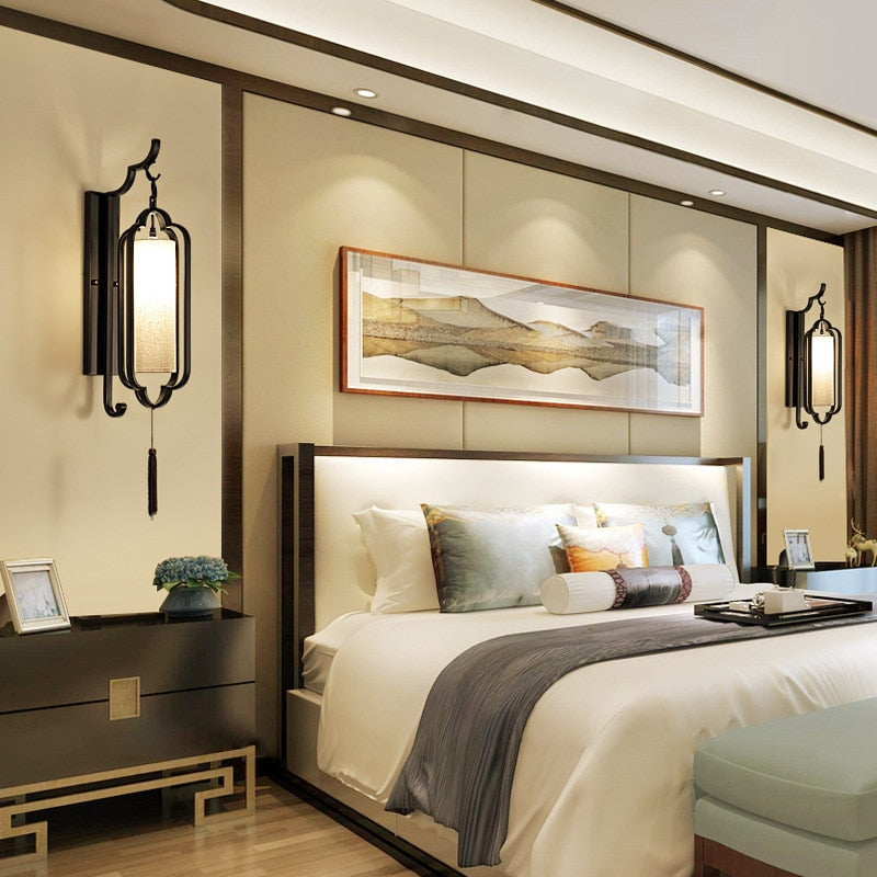 Hotel Corridor Chinese Wall Lamp Banquet Hall Tea House Bedside Lobby Bedroom Living Room Sconce