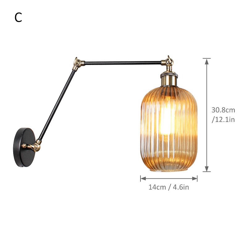 Nordic Led Wall Lamp With Switch Long Pole Background Reading Rocker Glass C