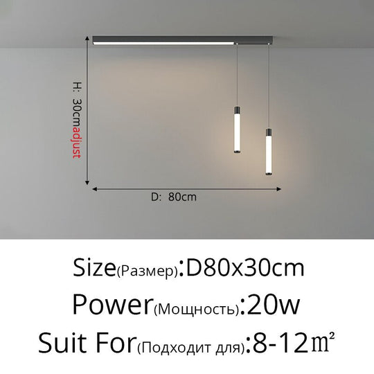 Modern Long Led Chandeliers Lamp Suitable For Bedroom Corridor And Dining Room Black Gold Frame 80