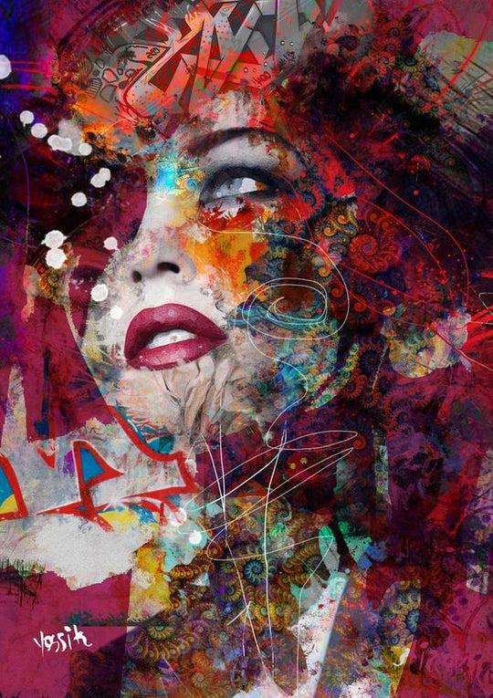 Abstract Woman Portrait Graffiti Canvas - Modern Art For Living Room Decor 40X60Cm Unframed / Jk757
