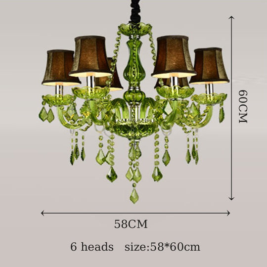 E14 Luxury Crystal Chandelier Green Wedding Parlor Bedroom Villa Suspension Light Hotel Restaurant