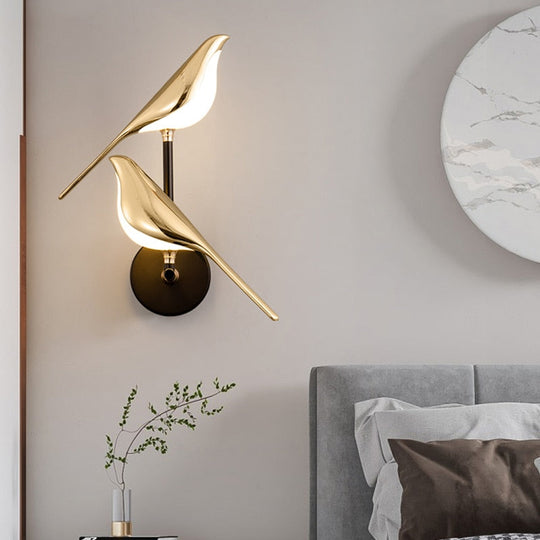 Creativity Bird Design Gold Plating Led Wall Lamps Hallway Stairs Sconce Lamp Living Room Bedroom