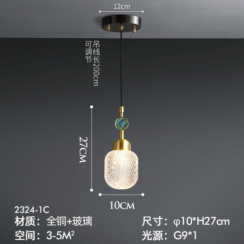 Simple Modern Light Luxury Bedside Lamp Nordic Style Bedroom Copper Glass Bar Creative Single -