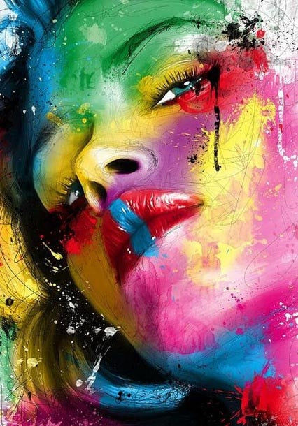 Abstract Woman Portrait Graffiti Canvas - Modern Art For Living Room Decor 40X60Cm Unframed / Jk757