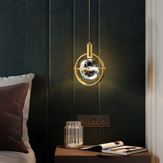 Led Crystal Chandeliers Creative Bedroom Bedside Small Hanging Lamp Home Decor Living Room Cafe