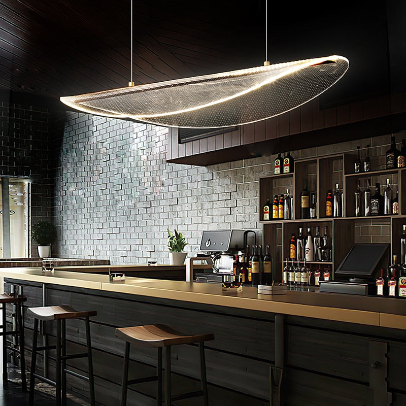 Modern Minimalist Led Pendant Lights Model Room Designer Living Dining Coffee Shop Acrylic Leaf