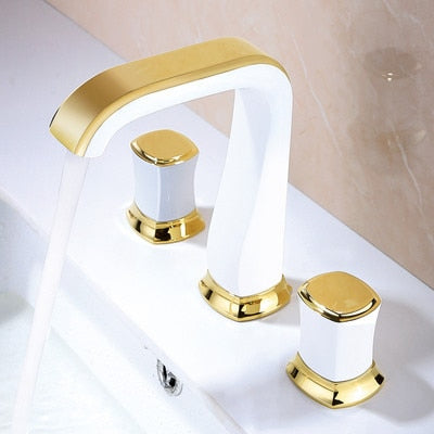 Rose Gold Bathroom Basin Faucets Brass Widespread Sink Mixer Tap Hot &amp; Cold Lavatory Crane 3 Hole