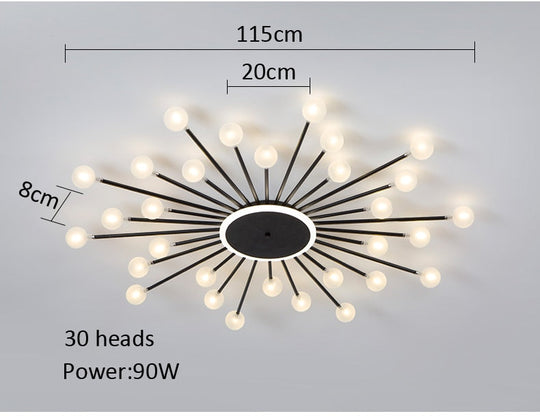Modern Glass Ceiling Chandeliers Lighting Chandelier For Living Room Bedroom Kitchen Black/Gold 30