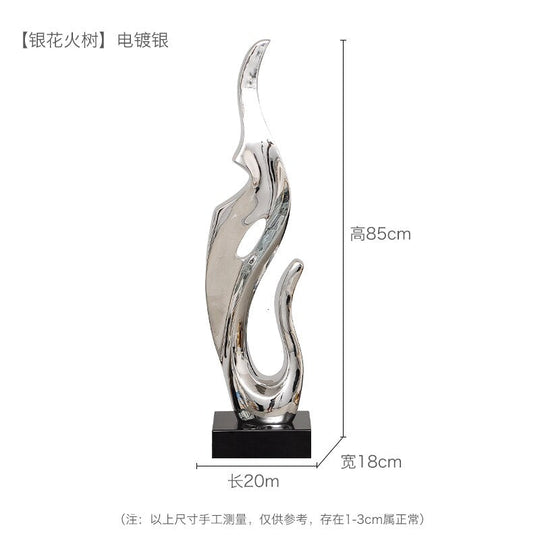 Gold &amp; Silver Resin Abstract Sculptures: Luxurious Electroplated Ornaments For Home And Hotel Decor