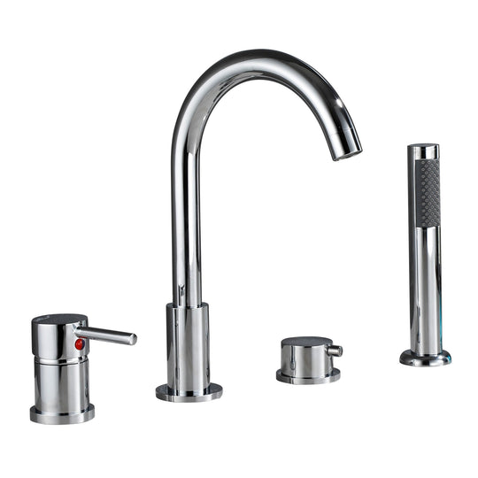 4Pcs Bathroom Bathtub Faucet Basin Deck Mounted Handheld Tub Mixer Tap Cold Hot Water With Hand