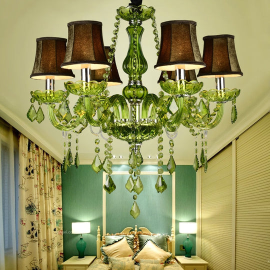 E14 Luxury Crystal Chandelier Green Wedding Parlor Bedroom Villa Suspension Light Hotel Restaurant