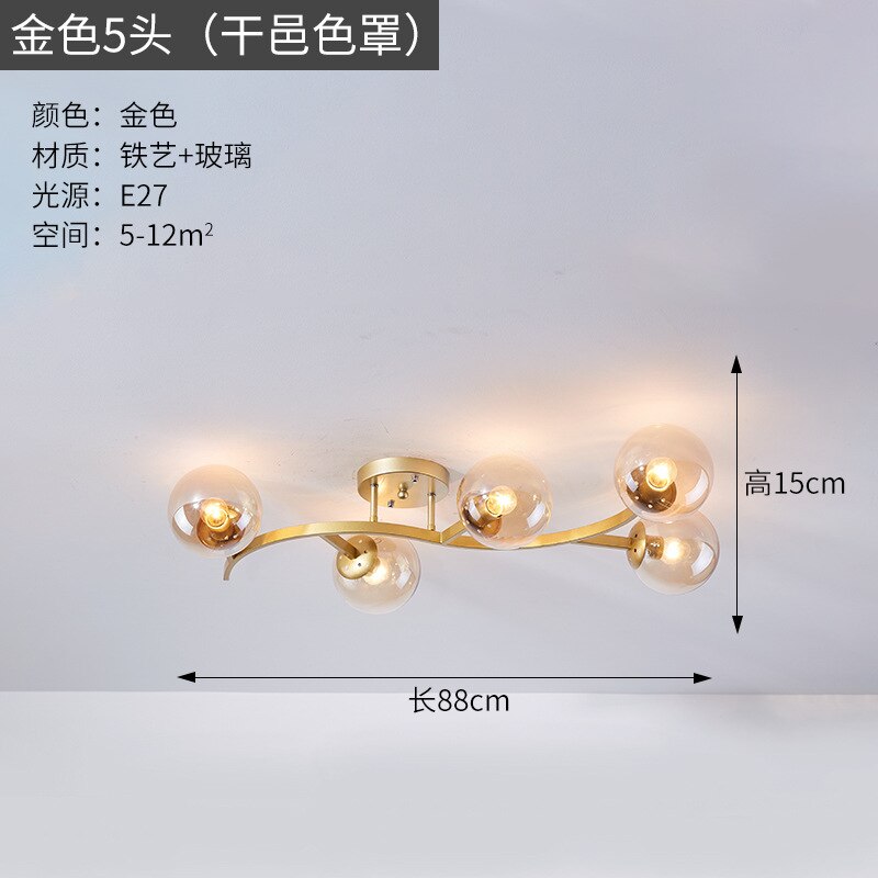 Modern Glass Ball Led Ceiling Lamps For Kitchen Pendant Lamp Bedroom Creative Tree Branch Light