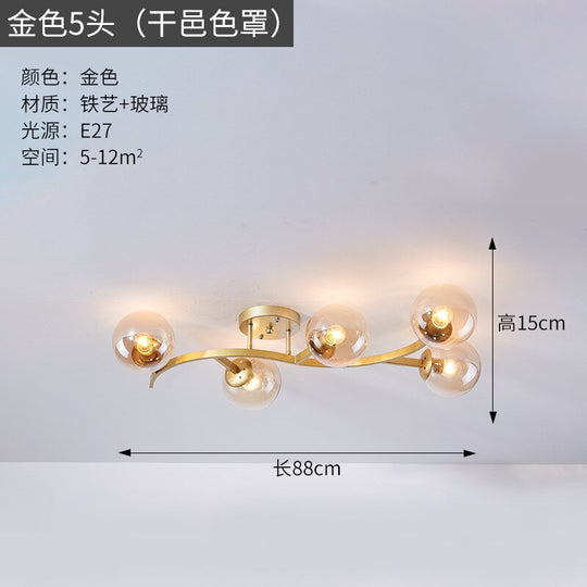 Modern Glass Ball Led Ceiling Lamps For Kitchen Pendant Lamp Bedroom Creative Tree Branch Light