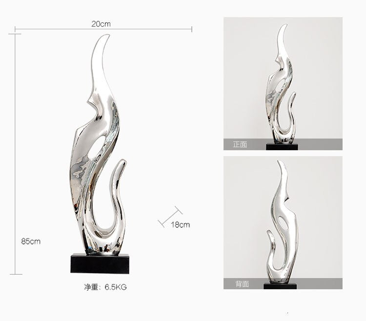 Gold &amp; Silver Resin Abstract Sculptures: Luxurious Electroplated Ornaments For Home And Hotel Decor
