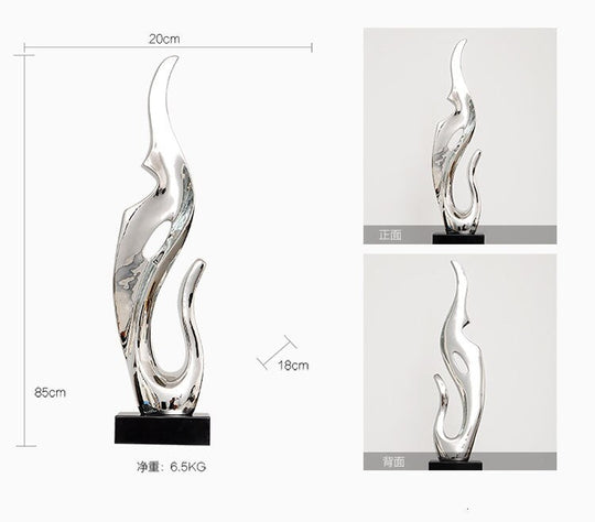 Gold &amp; Silver Resin Abstract Sculptures: Luxurious Electroplated Ornaments For Home And Hotel Decor
