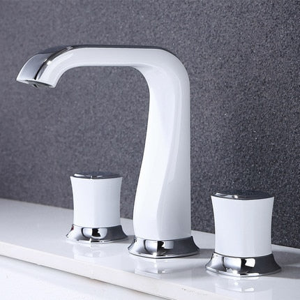 Rose Gold Bathroom Basin Faucets Brass Widespread Sink Mixer Tap Hot &amp; Cold Lavatory Crane 3 Hole