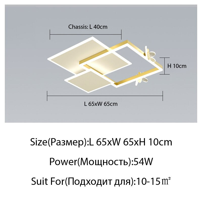 New Chandeliers Nordic Atmosphere Living Room Ceiling Decoration Lamp Modern Minimalist Square