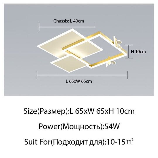 New Chandeliers Nordic Atmosphere Living Room Ceiling Decoration Lamp Modern Minimalist Square