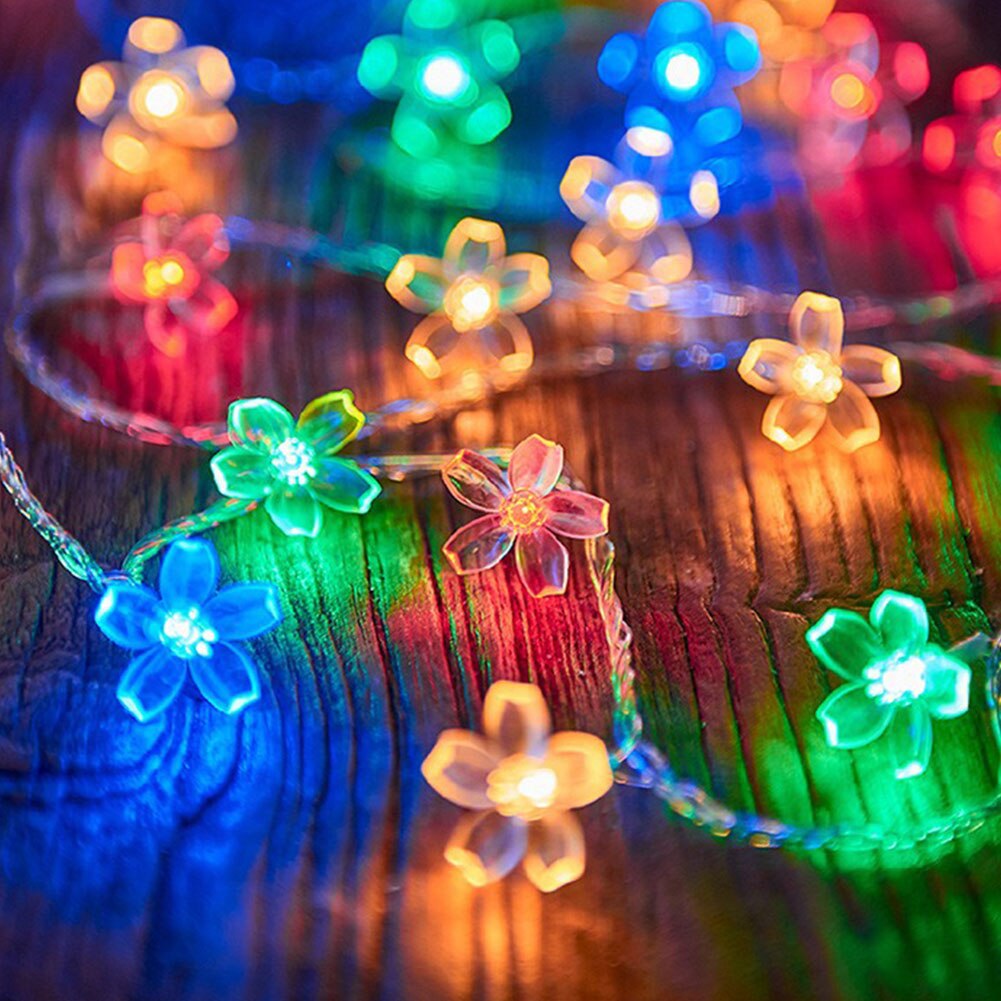 10/40/60 Lights Led String Fairy Crystal Cherry Blossom Flower Garland For Gazebo Indoor Wedding