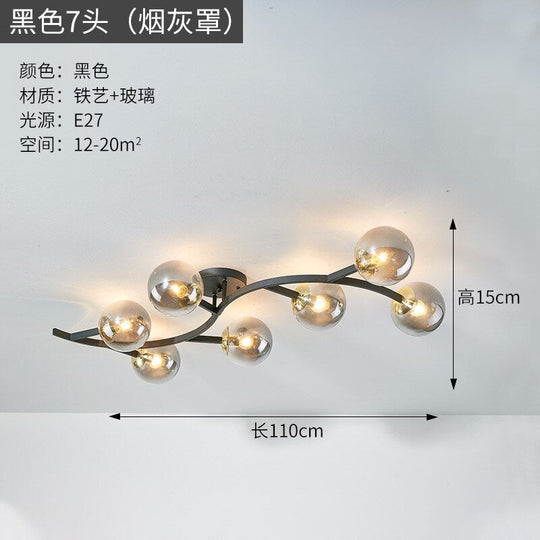 Modern Glass Ball Led Ceiling Lamps For Kitchen Pendant Lamp Bedroom Creative Tree Branch Light