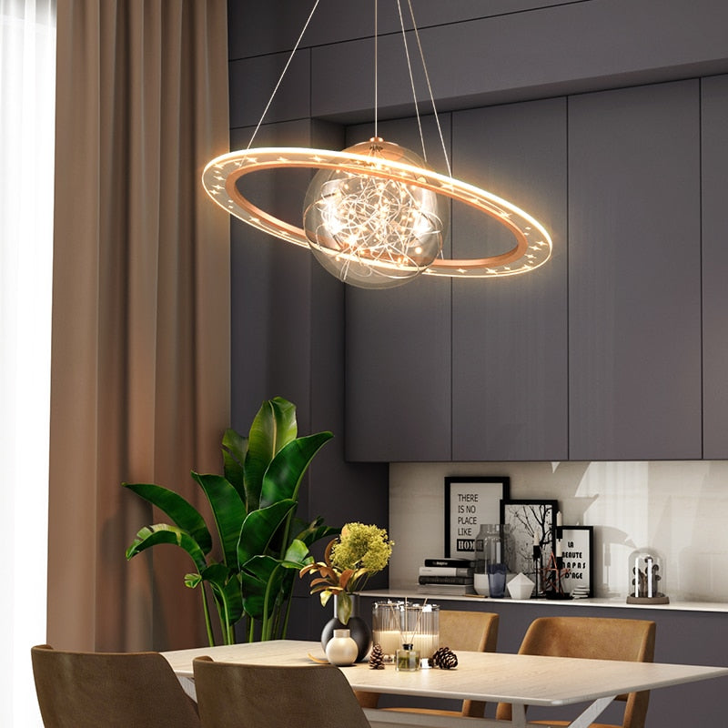 Nordic Planet Light Children’s Room Chandelier Creative Wandering Earth Boy Girl Bedroom Space