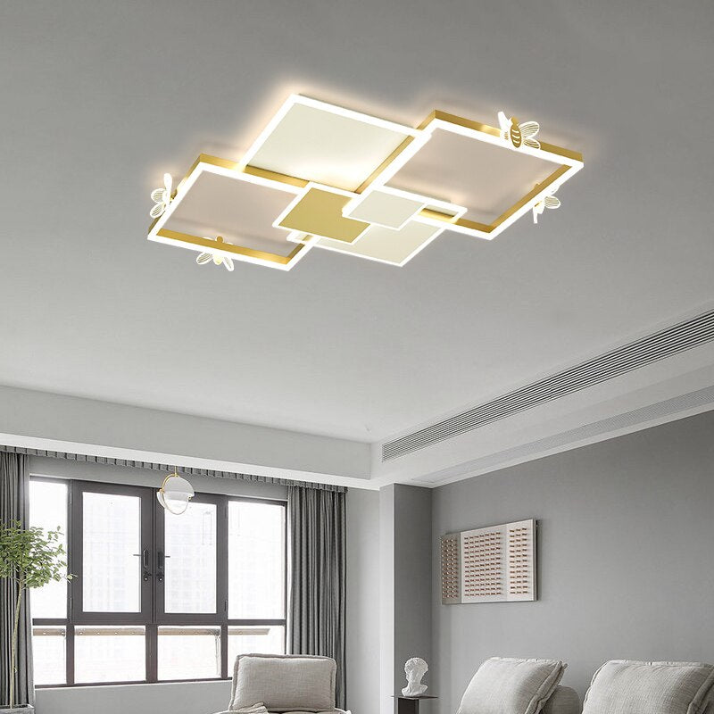 New Chandeliers Nordic Atmosphere Living Room Ceiling Decoration Lamp Modern Minimalist Square