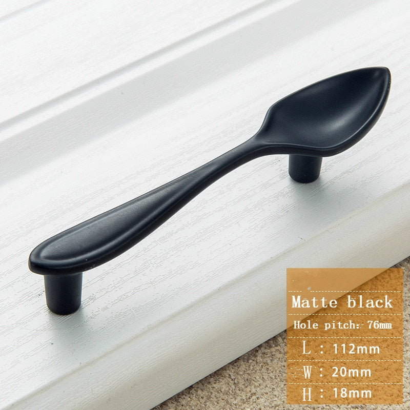 Creative Cutlery Furniture Cabinet Handle Knife And Fork Spoon Black Cupboard Kitchen Knobs Drawer