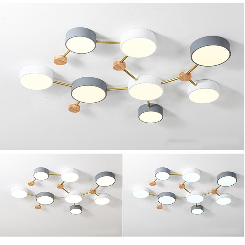 Nordic Wood Ceiling Chandelier Light Ac 90 - 260V Led Living Room Lamp For Bedroom Children Baby