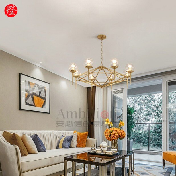 Nordic Radiance: Gold - Tinged Modo Glass Led Chandeliers For Stylish Spaces Pendant Light