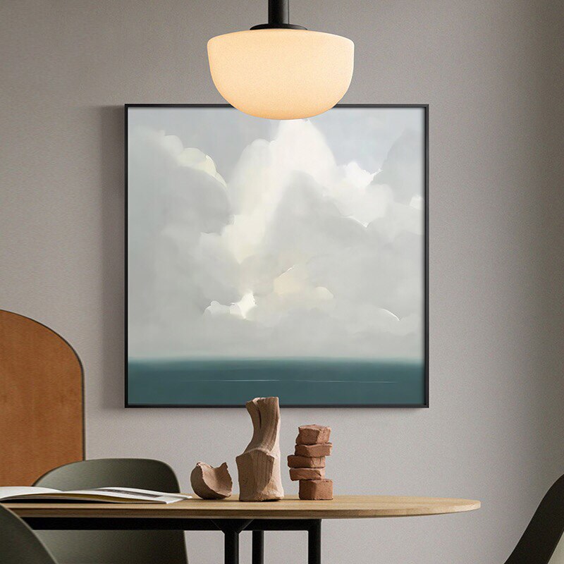 Abstract Seascape Poster Print: Serene Sea Surface And Clouds Wall Painting