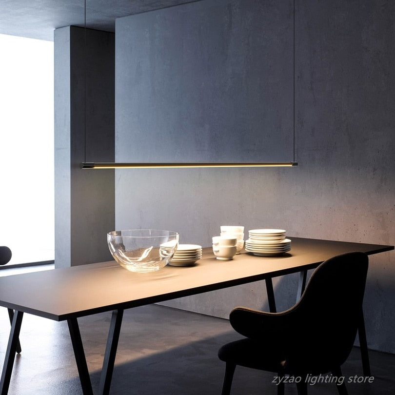 Ultra Slim Restaurant Dining Table Strip Pendant Lamp Led Office Modern Lights Designer Hanging