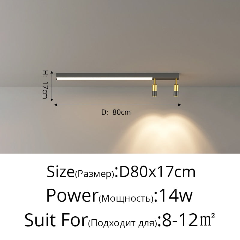 Modern Long Led Chandeliers Lamp Suitable For Bedroom Corridor And Dining Room Black Gold Frame 80