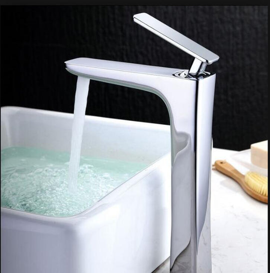 Brass Single Lever Hot And Cold Chrome/Gold Tall Bathroom Basin Faucet Sink Tall Sink Faucet Chrome