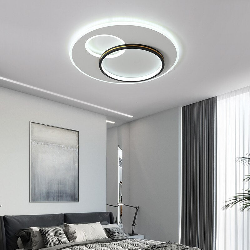 Postmodern Minimalist Creative Bedroom Led Chandeliers Ultra-Thin Nordic Luxury Living Room Circular