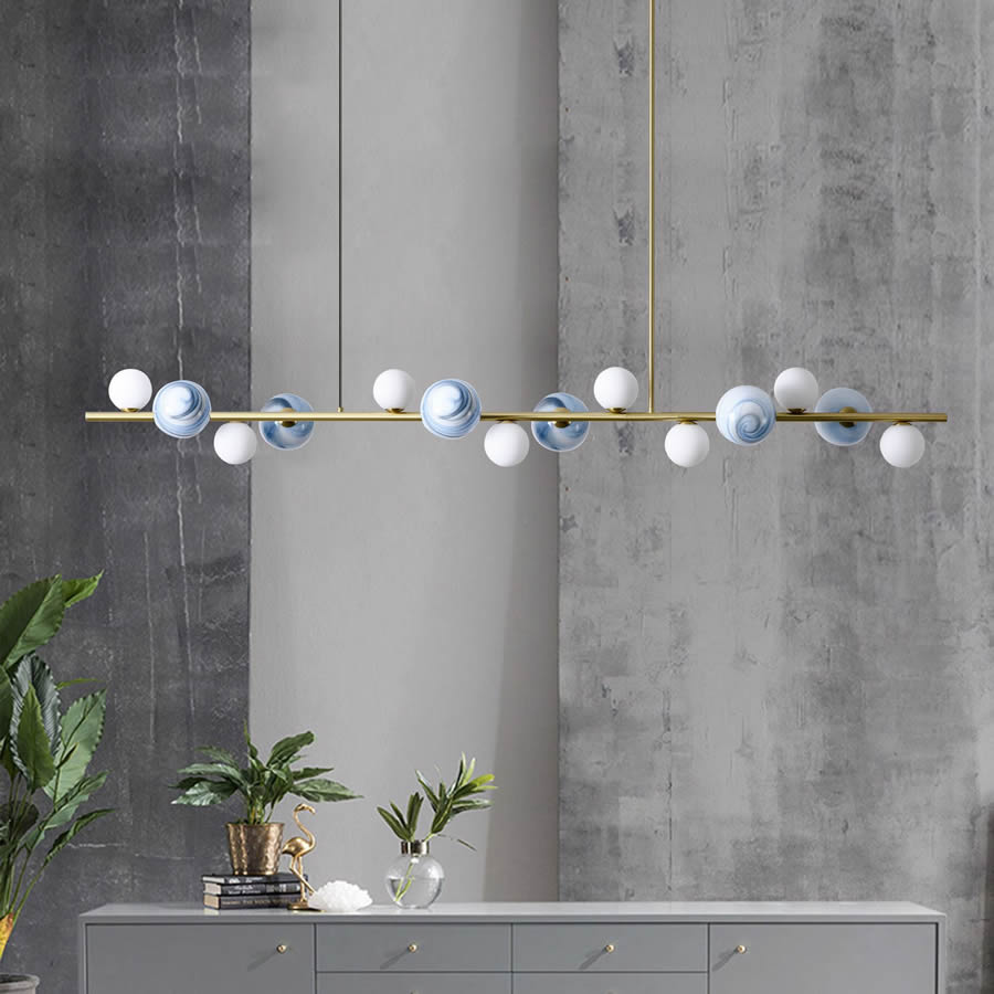 Horizontal Ceiling Hanging Chandelier Lights Kitchen Island Linear Bar Pendant Lamp Dining Room