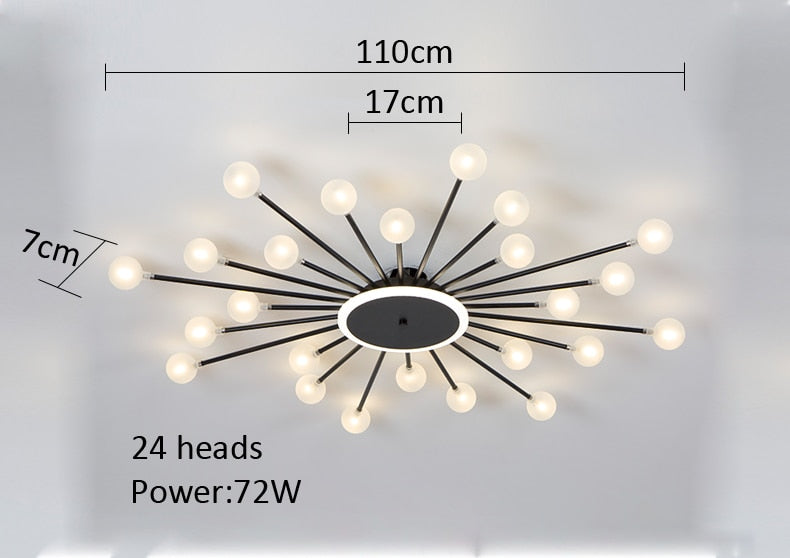 Modern Glass Ceiling Chandeliers Lighting Chandelier For Living Room Bedroom Kitchen Black/Gold 24