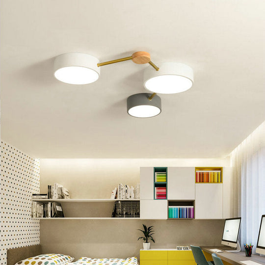 Nordic Wood Ceiling Chandelier Light Ac 90 - 260V Led Living Room Lamp For Bedroom Children Baby