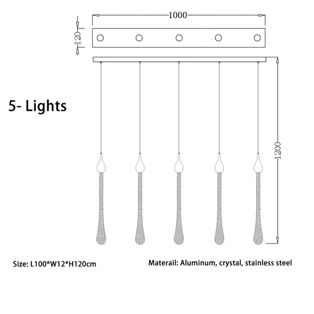 Luxury Pendant Lights Kitchen Island Lighting Rectangle Hanging Lamps Crystal Led Large Staircase
