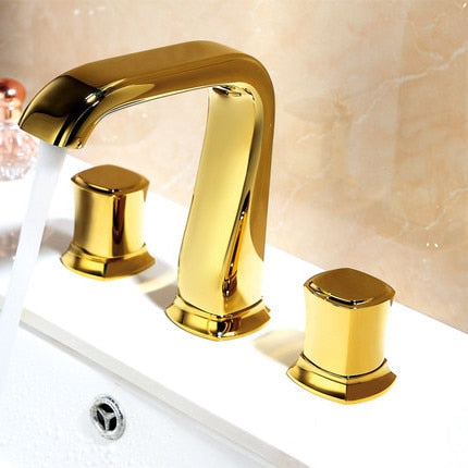 Rose Gold Bathroom Basin Faucets Brass Widespread Sink Mixer Tap Hot &amp; Cold Lavatory Crane 3 Hole