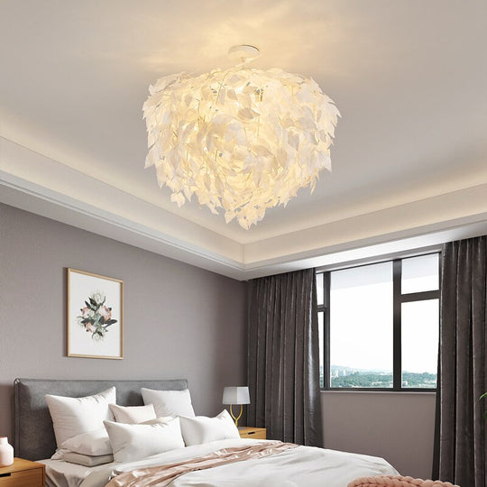Modern Led Chandelier Creative Personality Feather Round Led Lamp Restaurant Bar Cafe Living Room