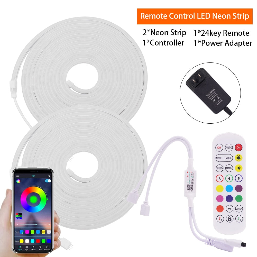 12V Rgb Led Neon Light Strip: Smart Dimmable Decor For Gazebos Mini Blueteeth 2Roll / Eu Adapter