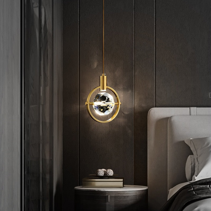 Led Crystal Chandeliers Creative Bedroom Bedside Small Hanging Lamp Home Decor Living Room Cafe