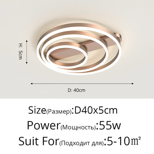 Acrylic Bedroom Ceiling Lamp Household Aluminum Living Room Led Golden Three Circles Round Warm